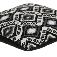 Jet Black and White Geo Throw Pillow