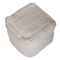 Chic Chunky White Textured Pouf