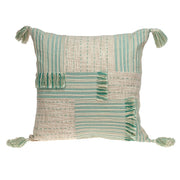 Cream and Mint Woven Throw Pillow