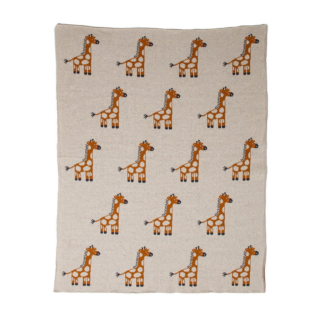 Ivory Giraffe Knitted Baby Blanket