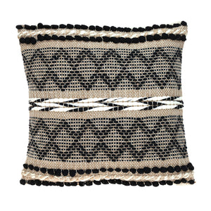 Black and Sand Woven Decorative Pillow