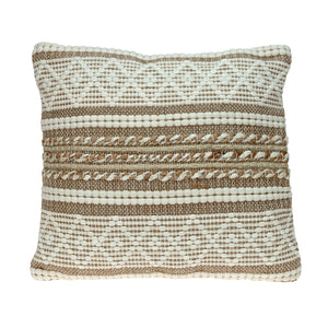 Linen and Brown Jute Throw Pillow