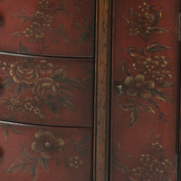 Red Solid Wooden Hand Painted Console Cabinet