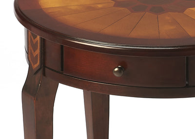 Cherry With Maple Inlay Round Accent Table