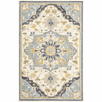 8'x10' Blue and Ivory Bohemian Designs Indoor Rug