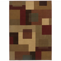 5'x8' Red and Tan Geometric Area Rug