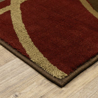 4'x6' Brown and Red Abstract Area Rug