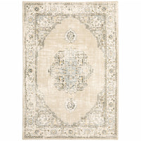 2'x3' Beige and Ivory Center Jewel Indoor Area Rug