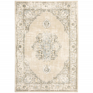 2'x3' Beige and Ivory Center Jewel Indoor Area Rug