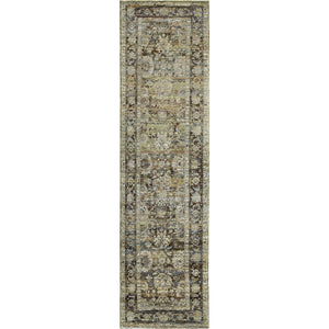 2'x8' Green and Brown Floral Runner Rug