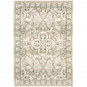 2'x3' Beige and Ivory Medallion Indoor Area Rug