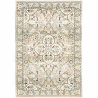 5'x8' Beige and Ivory Medallion Area Rug