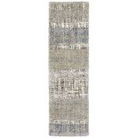 8' Grey and Ivory Abstract Lines Indoor Runner Rug