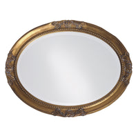 Oval Antique Gold Finish Mirror with Beaded Textured Frame