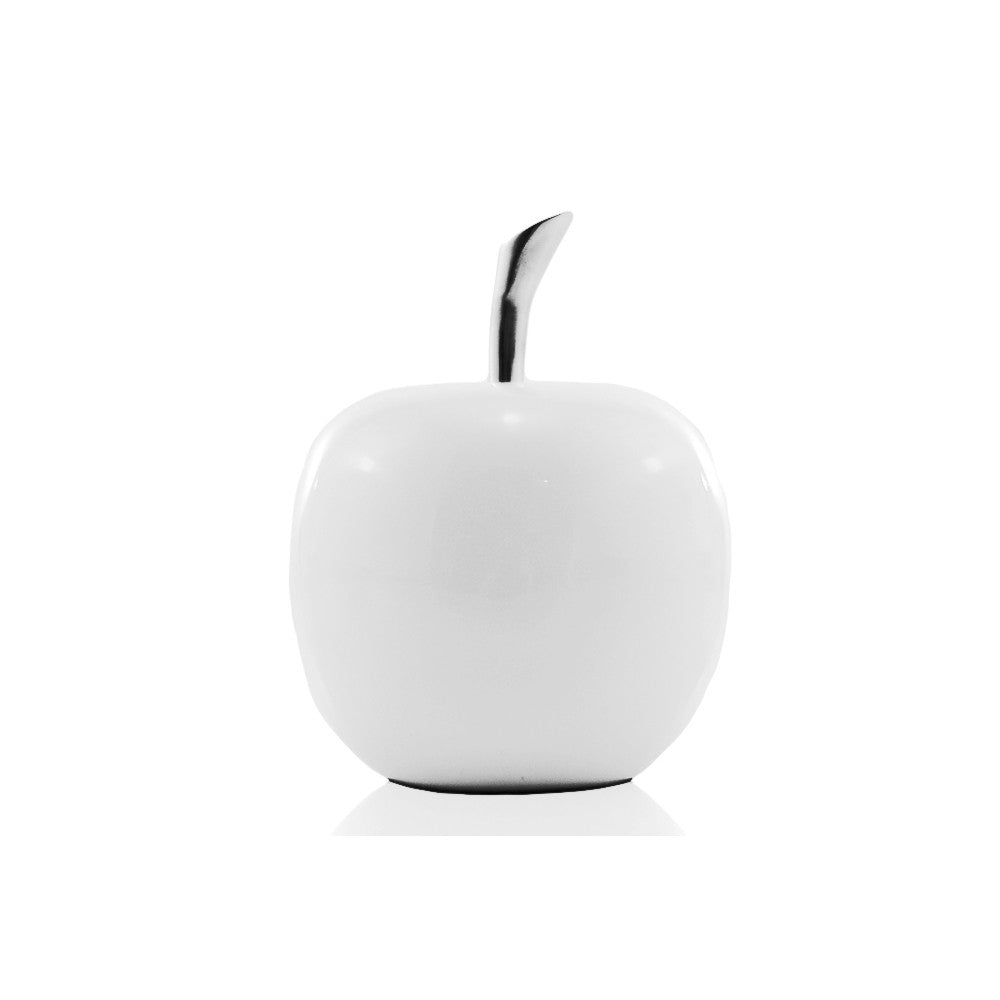 White Coated Mini Apple Shaped Aluminum Accent Home Decor