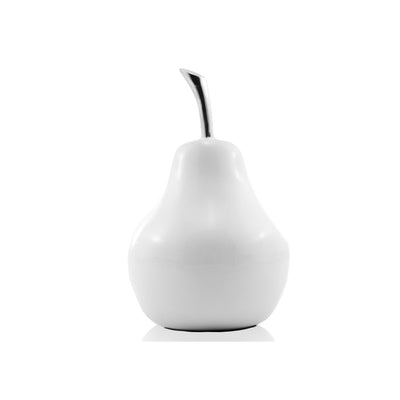 White Coated Mini Pear Shaped Aluminum Accent Home Decor