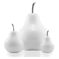 White Coated Mini Pear Shaped Aluminum Accent Home Decor