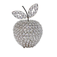 Silver Apple Shaped Medium Sculpture on Faux Crystals Frame Decorative Table Top