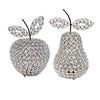 Silver Apple Shaped Medium Sculpture on Faux Crystals Frame Decorative Table Top