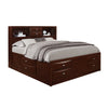 New Merlot veneer Full Bed with bookcase headboard 10 drawers