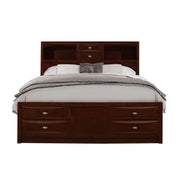 New Merlot veneer King Bed with bookcase headboard 10 drawers