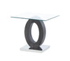 Grey Tone Oval Design Support End Table with Glass Top