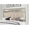 Modern Champagne King Bed with Satin Upholstered Headboard Mirror Accents