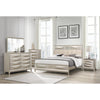 Modern Champagne King Bed with Satin Upholstered Headboard Mirror Accents