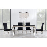 Set of 2 Black Dining Chairs with Silver Tone Legs