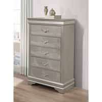 Silver Tone Chest with 5 Spacious Interior Drawers