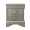 Silver Tone Nightstand with 2 Spacious Interior Drawers