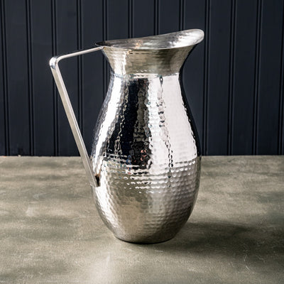 Handcrafted Hammered Stainless Steel Water Serving Pitcher