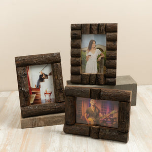 Set of Three 4" x 6" Log Cabin Style Picture Frames