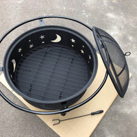 36" Wood Burning Fire Pit with Charcoal Grill and Spark Screen