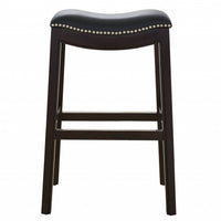 30" Espresso and Black Saddle Style Counter Height Bar Stool