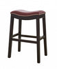 25" Espresso and Red Saddle Style Counter Height Bar Stool