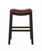 25" Espresso and Red Saddle Style Counter Height Bar Stool