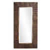 Rectangular Weathered Walnut Stain Strips Mirror