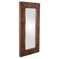 Rectangular Weathered Walnut Stain Strips Mirror