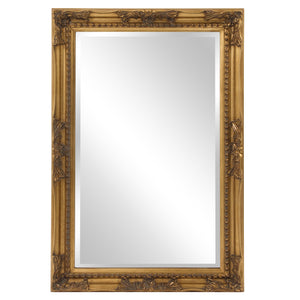 Rectangular Antique Gold Finish Wood Frame Mirror