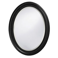 Oval Shaped Matte Black Finish Wood Frame Mirror