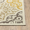 8' Ivory Grey Floral Medallion Indoor Outdoor Area Runner Rug