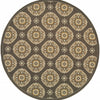 7' Grey Gold Floral Medallion Discs Indoor Outdoor Area Rug