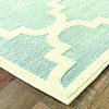 7' x 10' Blue Ivory Machine Woven Geometric Indoor or Outdoor Area Rug