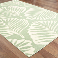 7' x 10' Tropical Light Green Ivory Palms Indoor Outdoor Rug