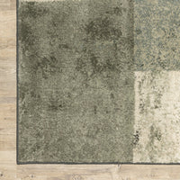 7' Brown and Gray Abstract Marble Squares Indoor Runner Rug