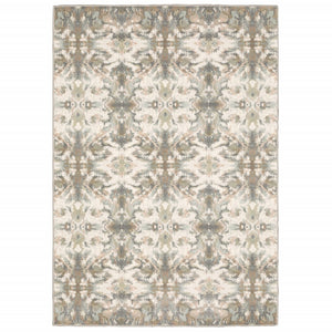 9' x 12' Ivory Gray Abstract Ikat Indoor Area Rug