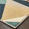 3' x 6' Blue Green Beige Retro Wedge Indoor Indoor Area Rug