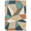 7' x 10' Blue Green Beige Retro Wedge Indoor Indoor Area Rug