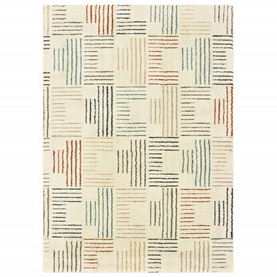 3' x 6' Ivory Multi Neutral Tone Scratch Indoor Area Rug